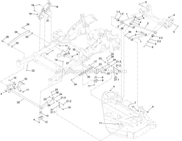 eXmark LZS801CKA72RA1 (408644346-411294211)(2021) Lazer Z S-Series Deck Lift Assembly Diagram