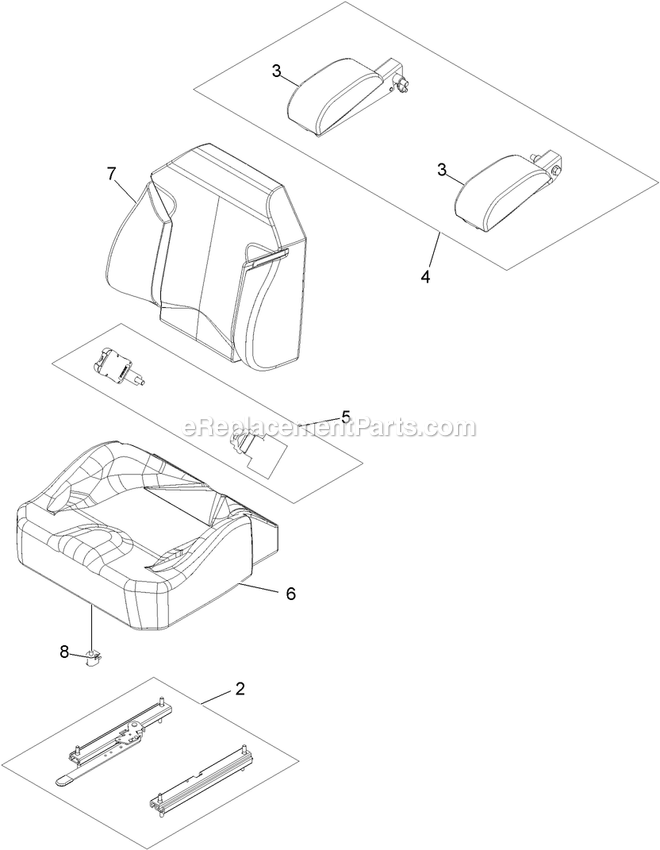 eXmark LZS801PKA724 (312000000-312999999)(2012) Lazer Z Propane Seat With Tracks Assembly Diagram