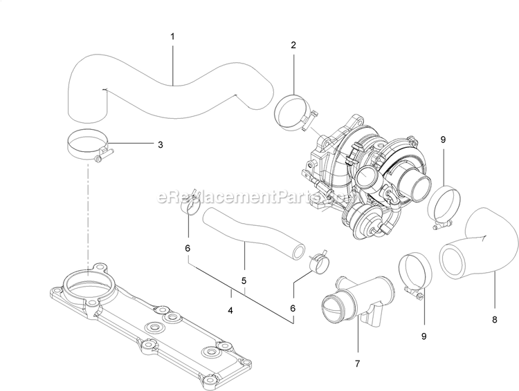 eXmark LZS80TDYM604W0 (404314159-406294344)(2019) Lazer Z S-Series Diesel Suction Manifold Assembly Diagram