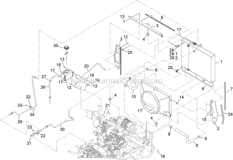 eXmark LZS80TDYM604W0 (408644346-411294211)(2021) Lazer Z S-Series Diesel Cooling Assembly (1) Diagram