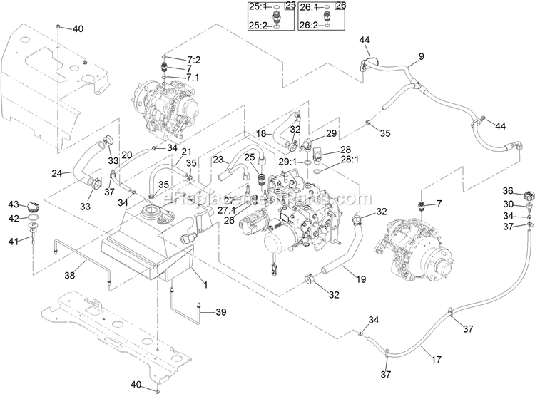 eXmark LZS80TDYM724W0 (402082300-404314158)(2018) Lazer Z S-Series Diesel Hydraulic Assembly Diagram