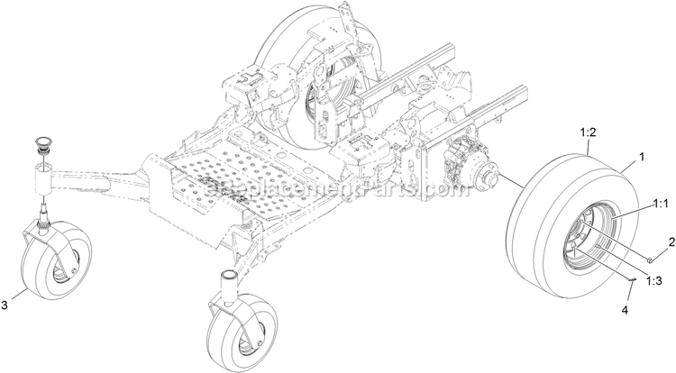 eXmark LZS80TDYM724W0 (404314159-406294344)(2019) Lazer Z S-Series Diesel Rear Wheel Assembly Diagram