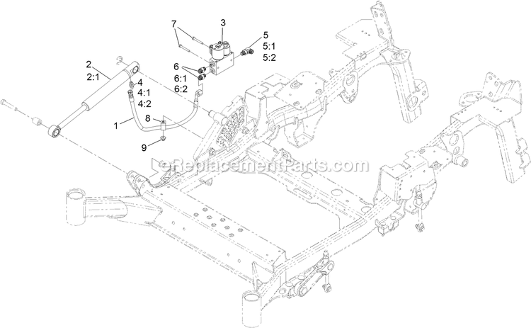 eXmark LZS80TDYM724W0 (406294345-408644345)(2020) Lazer Z S-Series Diesel Hydraulic Lift Fold Assembly Diagram