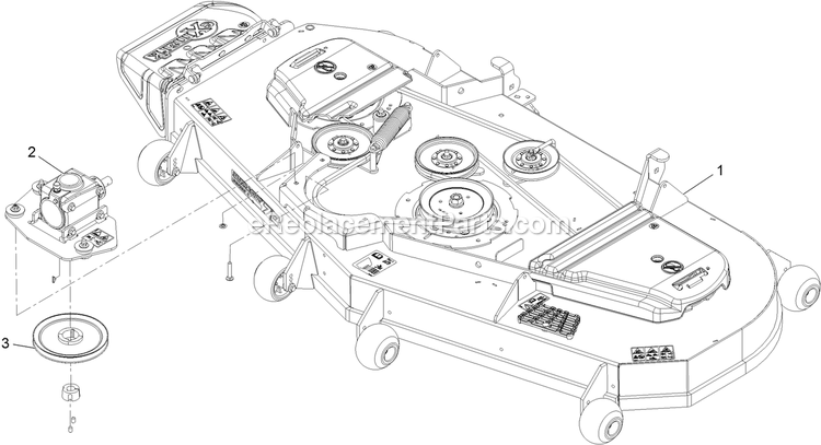 eXmark LZS80TDYM724W0 (411294212-999999999)(2022) Lazer Z S-Series Diesel Deck Assembly With Gearbox Diagram