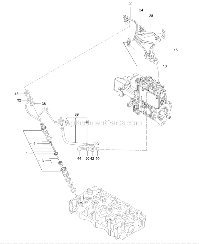 eXmark LZS80TDYM72RW0 (404314159-406294344)(2019) Lazer Z S-Series Diesel Fuel Injection Valve Assembly Diagram
