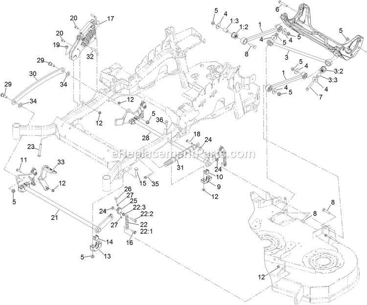 eXmark LZS850EKA604W0 (402082300-404314158)(2018) Lazer Z S-Series Deck Lift Assembly Diagram