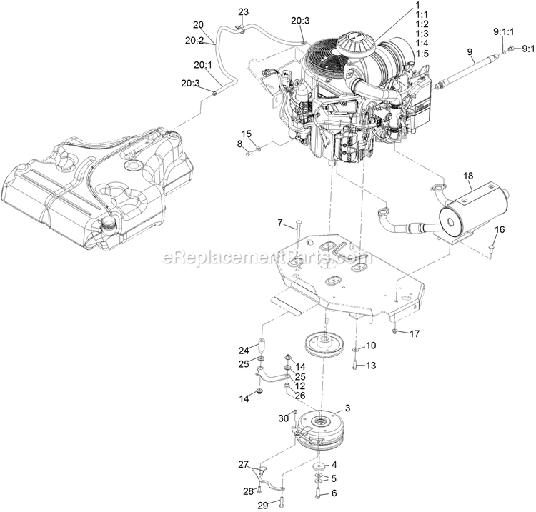 eXmark LZS850EKA604W0 (404314159-406294344)(2019) Lazer Z S-Series Engine Assembly Diagram