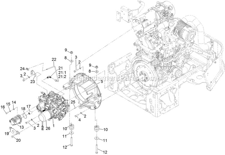eXmark LZS88CDYM724W0 (402082300-404314158)(2018) Lazer Z S-Series Diesel Transmission Assembly Diagram