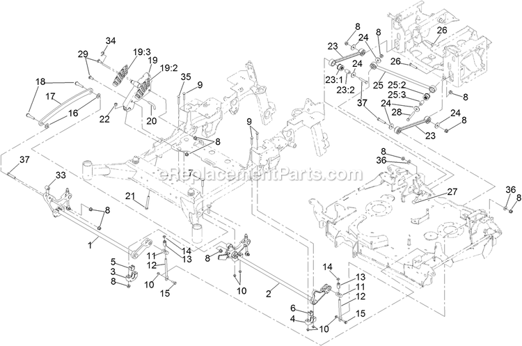 eXmark LZS88CDYM96RW0 (402082300-404314158)(2018) Lazer Z S-Series Diesel Deck Lift Assembly Diagram
