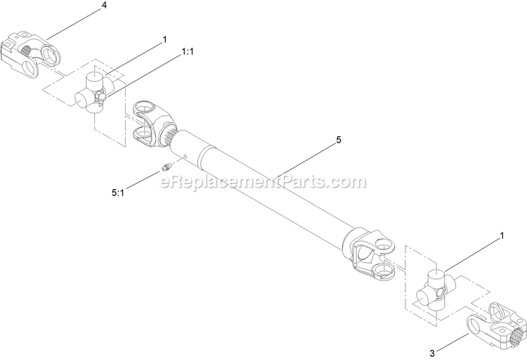 eXmark LZS88CDYM96RW0 (402082300-404314158)(2018) Lazer Z S-Series Diesel Driveshaft Assembly Diagram