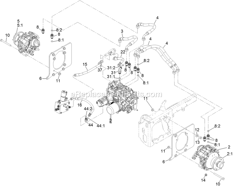 eXmark LZS88CDYM96RW0 (404314159-406294344)(2019) Lazer Z S-Series Diesel Hydraulic Drive Assembly Diagram