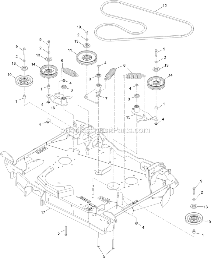 eXmark LZS88CDYM96RW0 (404314159-406294344)(2019) Lazer Z S-Series Diesel Center Deck Idler Assembly Diagram