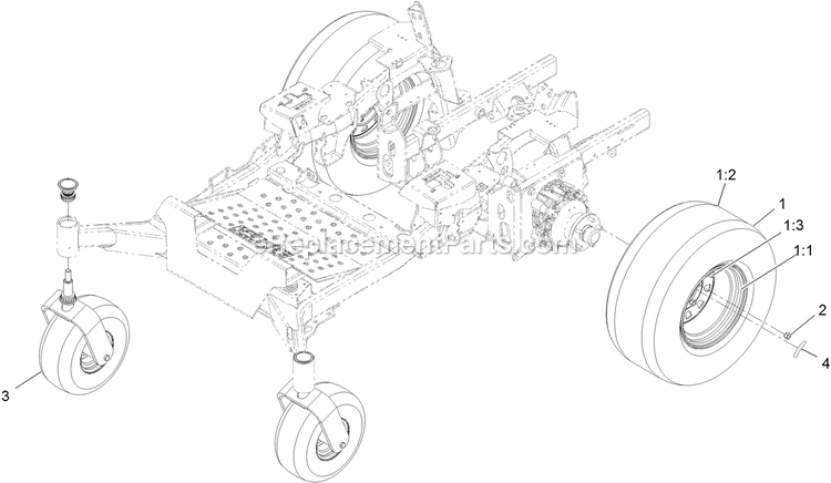 eXmark LZS88CDYM96RW0 (404314159-406294344)(2019) Lazer Z S-Series Diesel Rear Wheel Assembly Diagram