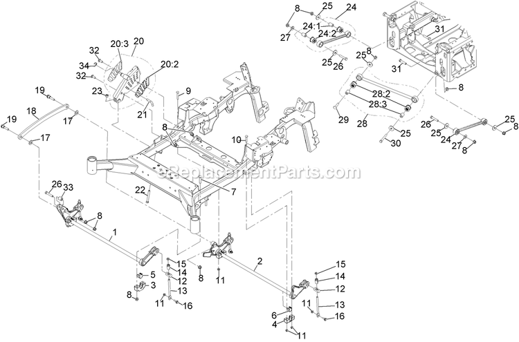 eXmark LZS88CDYM96RW0 (408644346-411294211)(2021) Lazer Z S-Series Diesel Deck Lift Assembly Diagram