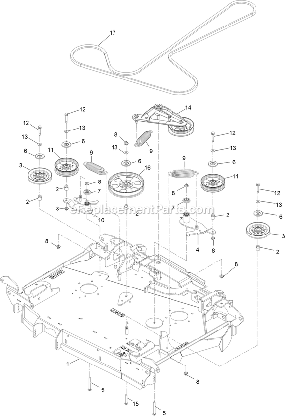 eXmark LZS88CDYM96RW0 (408644346-411294211)(2021) Lazer Z S-Series Diesel Center Deck Idler Assembly Diagram