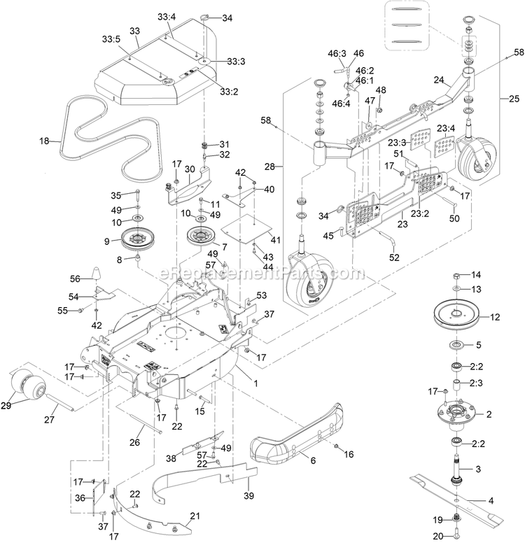 eXmark LZS88CDYM96RW0 (408644346-411294211)(2021) Lazer Z S-Series Diesel Lh Wing Deck Assembly Diagram