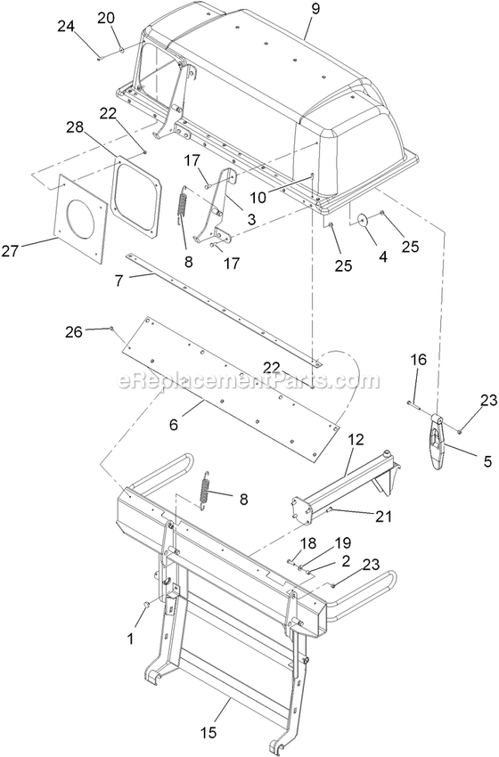 eXmark LZUV2B (920000-999999)(2011) Next Lazer Z Ultra Vac Hood And Frame Assembly Diagram