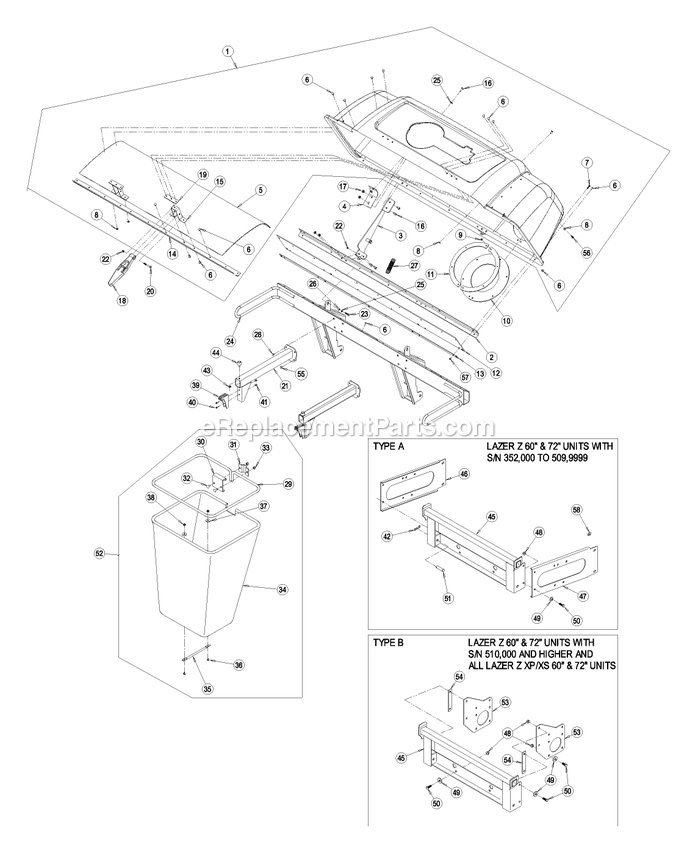 eXmark LZUV52 (510000-599999)(2005) Ultra Vac Lz Hood And Bag Assembly (1) Diagram