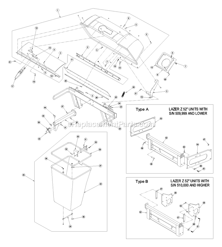 eXmark LZUV52 (510000-599999)(2005) Ultra Vac Lz Hood And Bag Assembly (2) Diagram