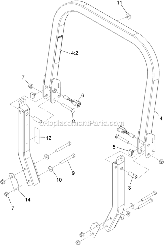 eXmark LZX29EKC606SS (920000-999999)(2011) Lazer Z X-Series Roll-Over Protection System Assembly Diagram