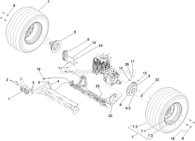eXmark LZX34KC606SS (920000-999999)(2011) Lazer Z X-Series Rear Wheel And Park Brake Assembly Diagram
