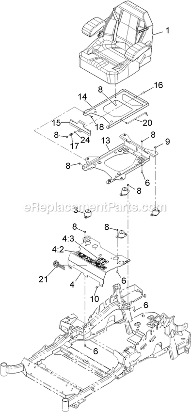 eXmark LZX38KC606CA (920000-999999)(2011) Lazer Z X-Series Seat Assembly Diagram