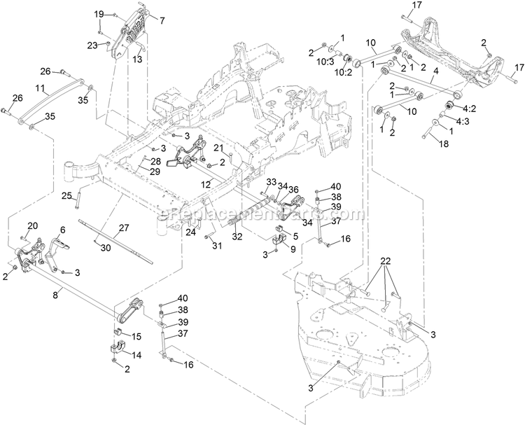 eXmark LZX740EKC526W0 (402082300-404314158)(2018) Lazer Z X-Series Deck Lift Assembly Diagram