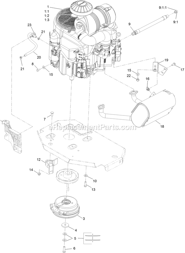 eXmark LZX801CKA60600 (400000000-402082299)(2017) Lazer Z X-Series Engine Assembly Diagram