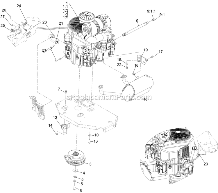 eXmark LZX801CKA606C1 (404314159-406294344)(2019) Lazer Z X-Series Engine Assembly Diagram
