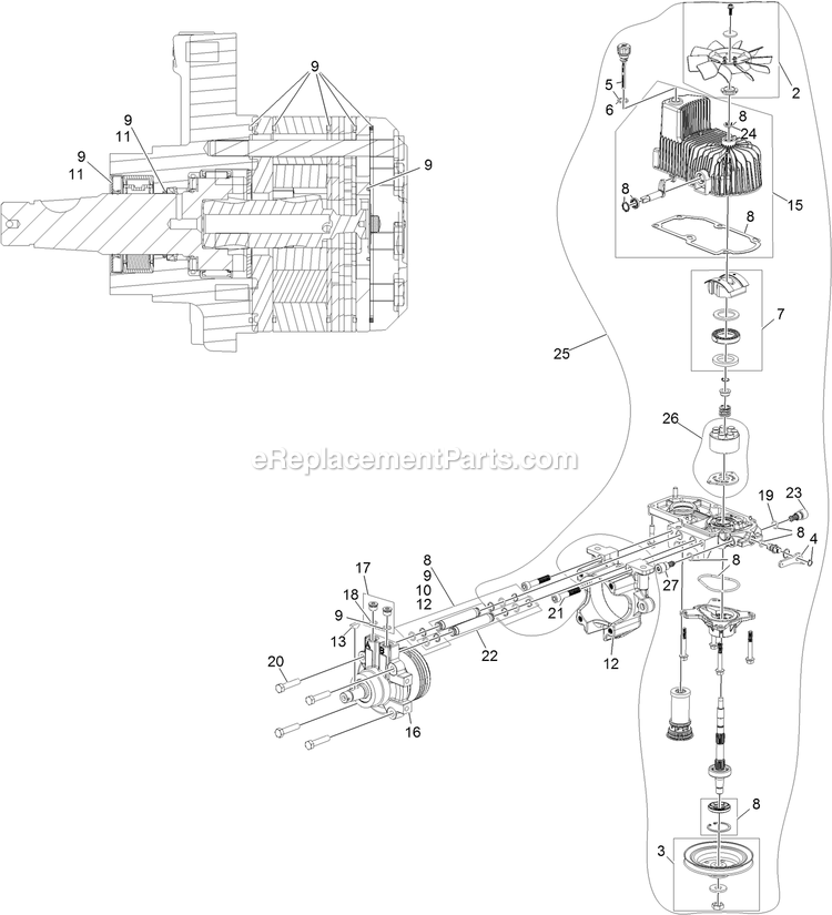eXmark LZX801CKA726C1 (406294345-408644345)(2020) Lazer Z X-Series Lh Hydro Assembly Diagram