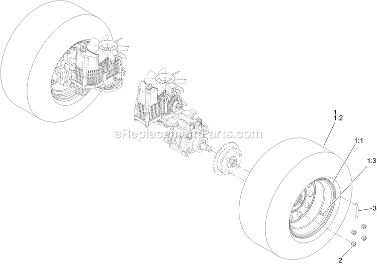 eXmark LZX801GKA60600 (406294345-408644345)(2020) Lazer Z X-Series Rear Wheel Assembly Diagram