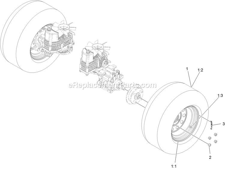eXmark LZX801GKA60600 (408644346-999999999)(2021) Lazer Z X-Series Rear Wheel Assembly Diagram