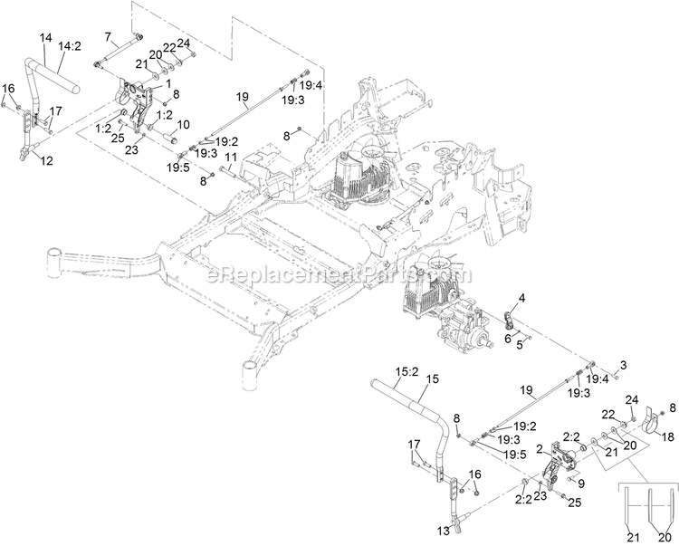 eXmark LZX921GKA726C1 (408644346-999999999)(2021) Lazer Z X-Series Motion Controls Assembly Diagram