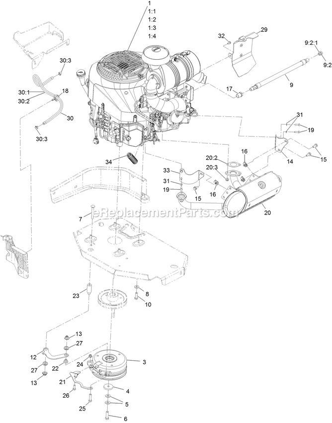 eXmark LZX940EKC60RW0 (404314159-406294344)(2019) Lazer Z X-Series Engine Assembly Diagram