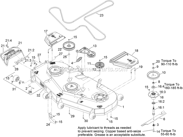 eXmark LZX940KC726 (312000000-312999999)(2012) Lazer Z X-Series Deck Assembly Diagram