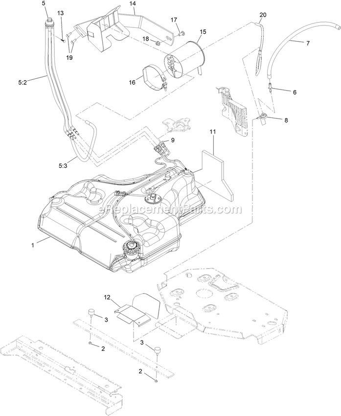 eXmark LZX980EKC606W0 (408644346-999999999)(2021) Lazer Z X-Series Fuel Tank Assembly (1) Diagram