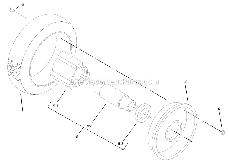 eXmark M216KA (440000-509999)(2004) 21in Metro Rear-Bagging Lawnmower Wheel And Tire Assembly Diagram