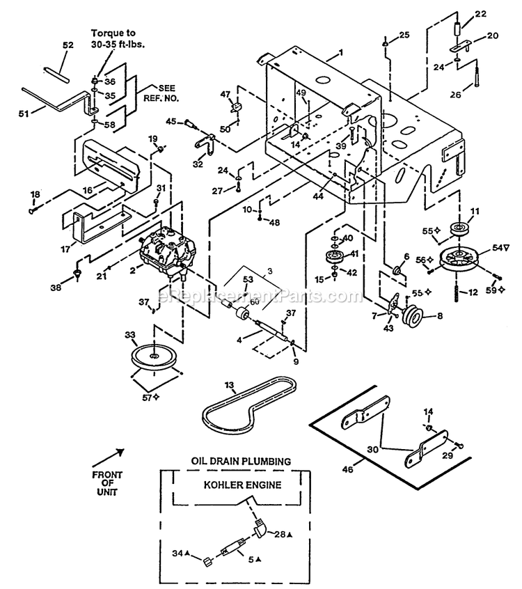 eXmark M3213KA (190000-219999)(1999) Metro Five Speed Engine Deck Group (1) Diagram