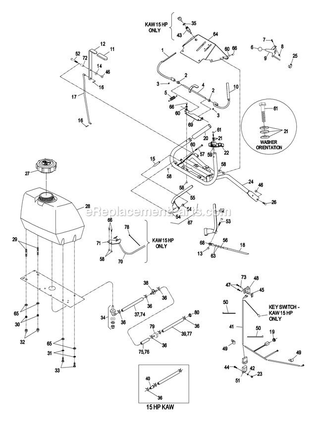 eXmark M3213KA (370000-439999)(2003) Metro Five Speed Ecs Upper Handles And Controls Diagram