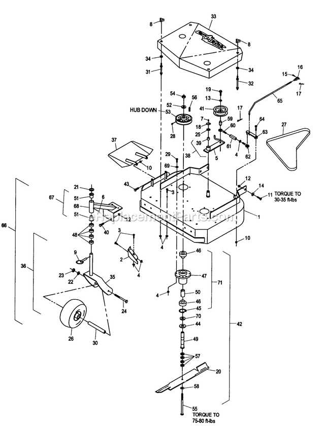 eXmark M329B (150000-169999)(1997) Metro Five Speed Mower Deck (1) Diagram