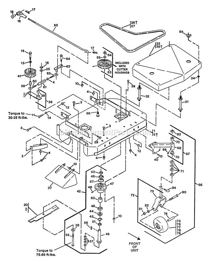 eXmark M36-125K0-5 (115000-129999)(1996) Metro Five Speed Mower Deck (1) Diagram