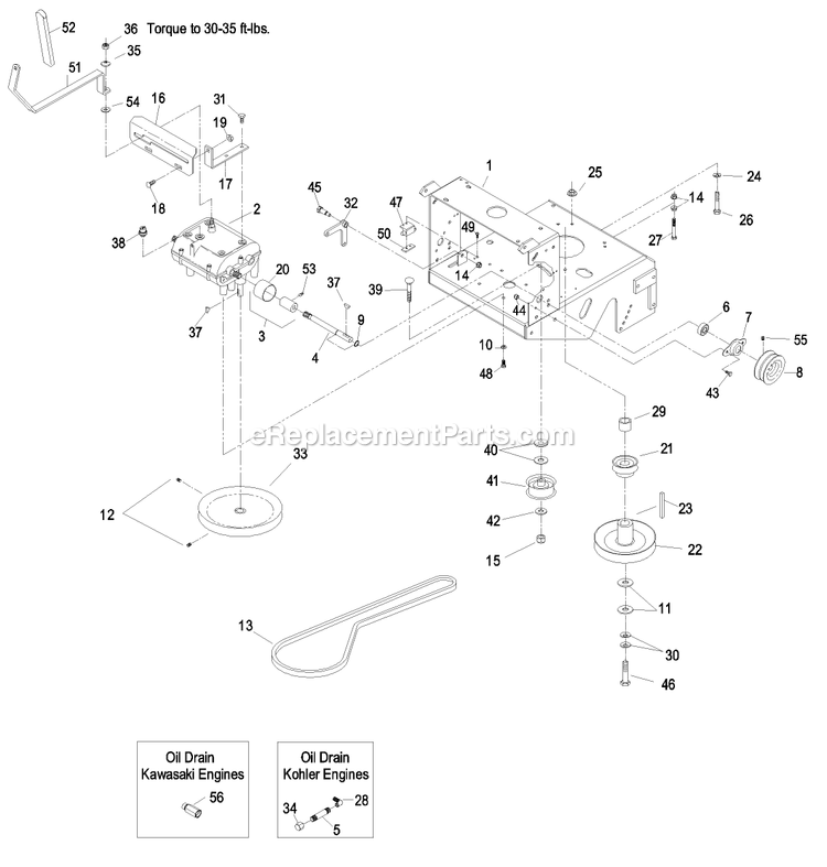 eXmark M3613KAC (440000-509999)(2004) Metro Five Speed Engine Deck Group (1) Diagram