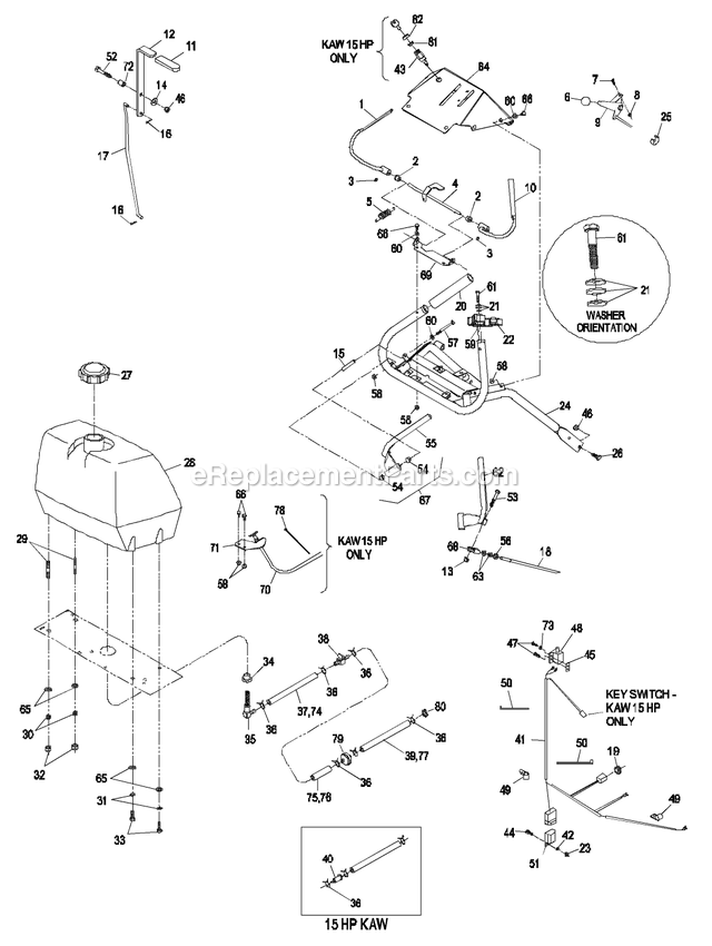 eXmark M3613KA (320000-369999)(2002) Metro Five Speed Ecs Upper Handles And Controls Diagram