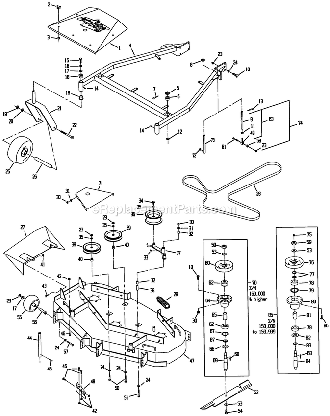 eXmark MHP4814KA (150000-189999)(1997) Metro Hp Mower Deck (3) Diagram