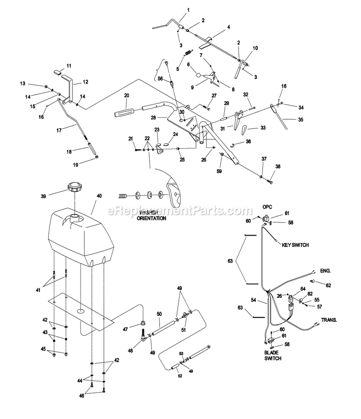 eXmark MHP4815KA (260000-319999)(2001) Metro Hp Upper Handles And Controls Diagram