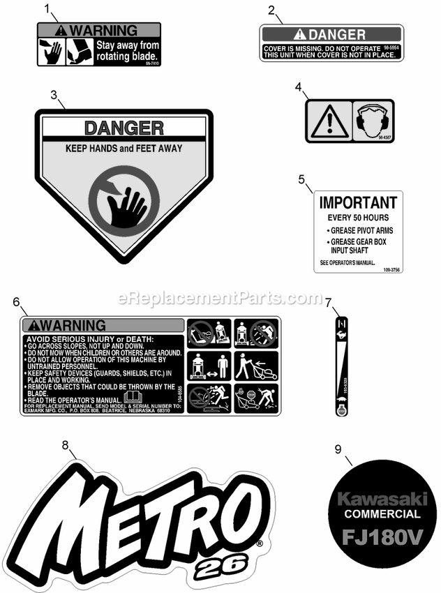 eXmark MS6KA26B (600000-669999)(2006) Metro 26 Decals Diagram