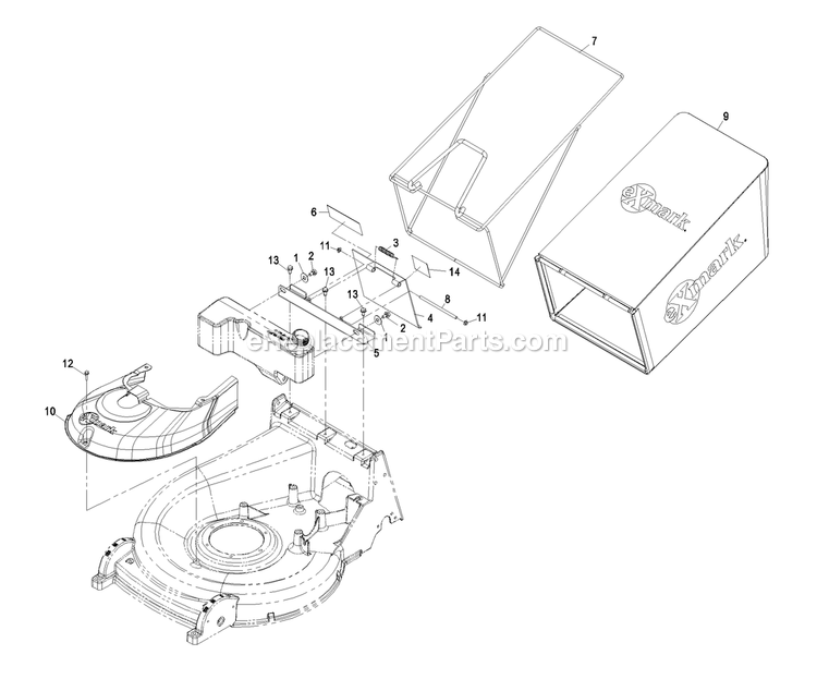 eXmark MS6KA26B (790000-849999)(2009) Metro 26 Discharge Door, And Bag Assembly Diagram