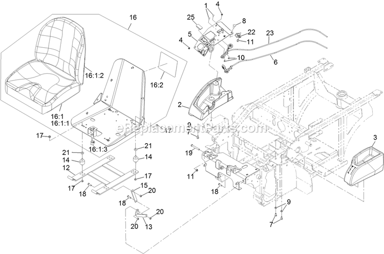 eXmark NV640KC42 (313000000-313999999)(2013) Navigator Seat And Consoles Assembly Diagram