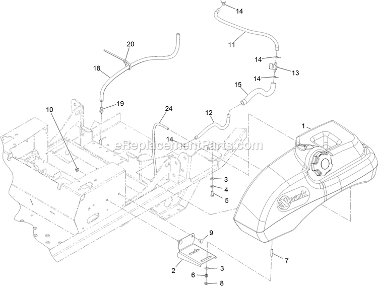 eXmark PNE710GKC48200 (315000000-315999999)(2015) Pioneer E-Series Fuel Tank Mounting Assembly Diagram