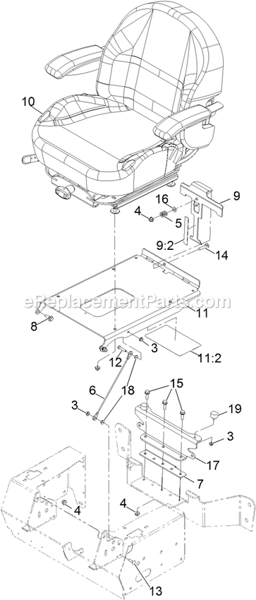 eXmark PNS720GKC523A4 (315000000-315999999)(2015) Pioneer S-Series Seat Assembly Diagram